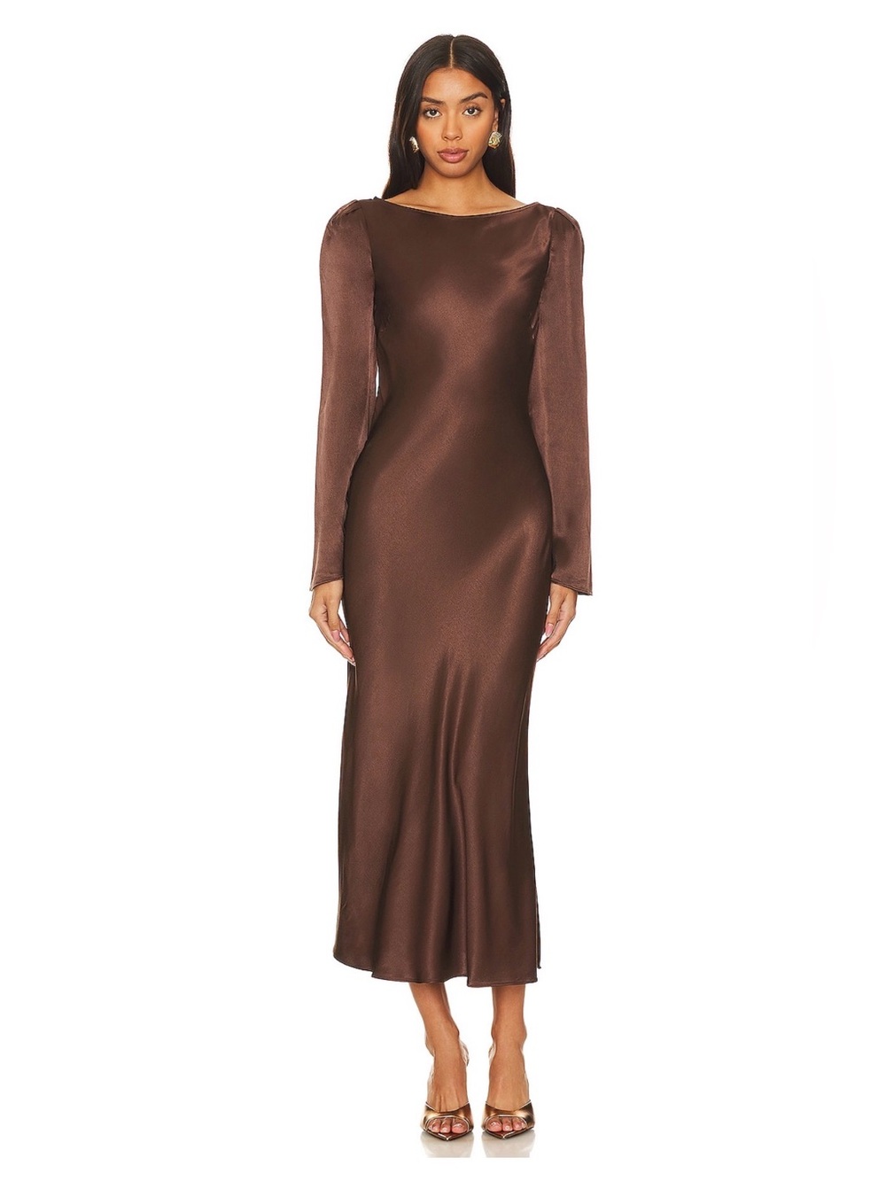 NWOT Revolve Frankie Midi Dress in
Coffee Brown -Small